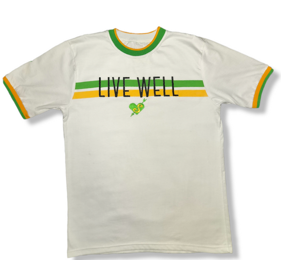 Health Is Wealth Live Well Embroidered Tee